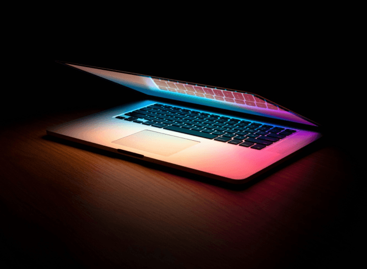 Picture of a laptop on the dark background